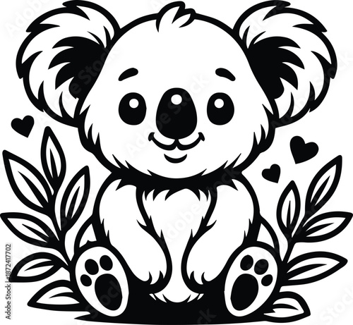 cute Floral Koala - Koala Surrounded by Blossoms - Cute Animal with Flowers Design