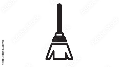 A simple line illustration of a dustpan viewed from directly above on a white background