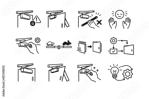 Caution icons icon position awareness usage logic door closer calm vector stopped