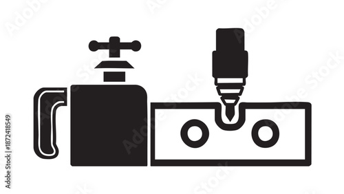 A faucet pouring water into a sink