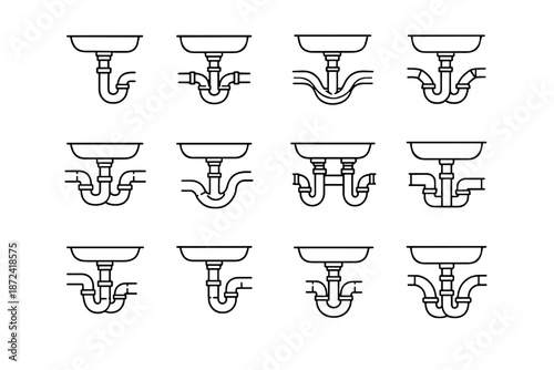 Icon drain trap centered geometry flow smooth under vector minimalist focus sink