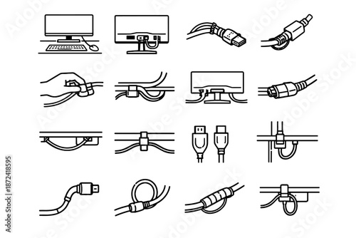 Readiness monitor management strain icon use vector desk concept focus clarity cable