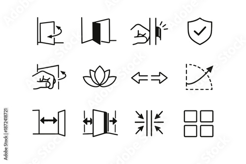 Silhouette icon wall check vector door spacing wardrobe safety logic icons calm
