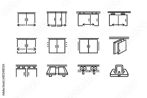 Vector icon alternative silhouette bypass icons door efficiency wardrobe sliding focus minimalist