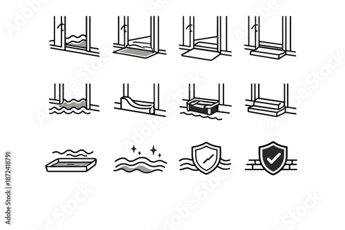 Icon vector silhouette logic protection zone calm backup balcony inside door focus