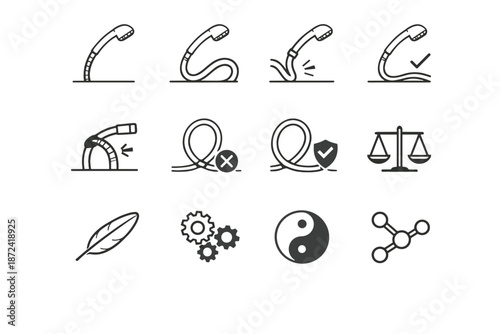 Icon choice vector hose flexible calm icons flexibility resistance silhouettes shower kink