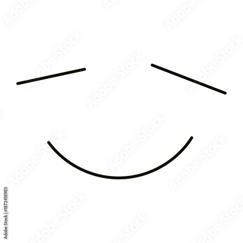 Cute funny peaceful face isolated on transparent background. Hand drawn vector illustration. Line drawing. Cartoon character. Kid fashion, textile print, design element, clip art