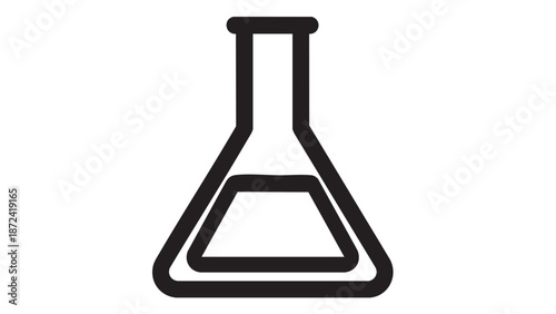 A simple line drawing of a laboratory flask on a white background