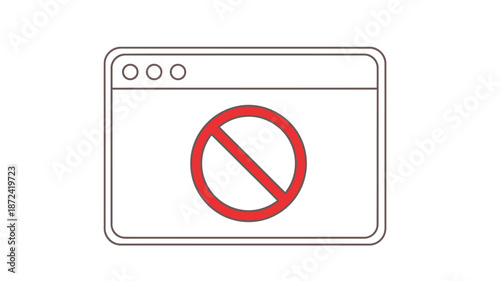 A simple illustration of a prohibition sign within a browser window frame