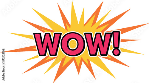 Expressive wow! illustration with radiant burst