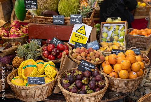Exotic and Tropical fruits being sold at the famous Borough market in London