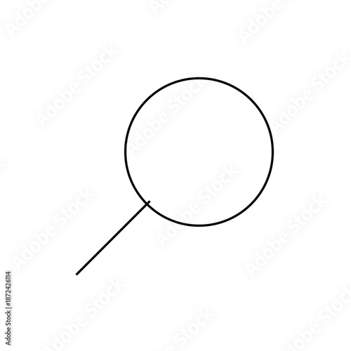 A simple magnifying glass icon in a minimalist line art style