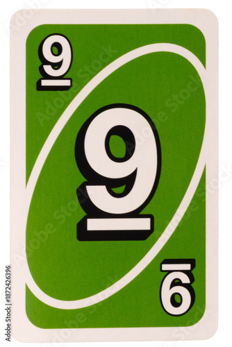 card game color green nine isolated on white background