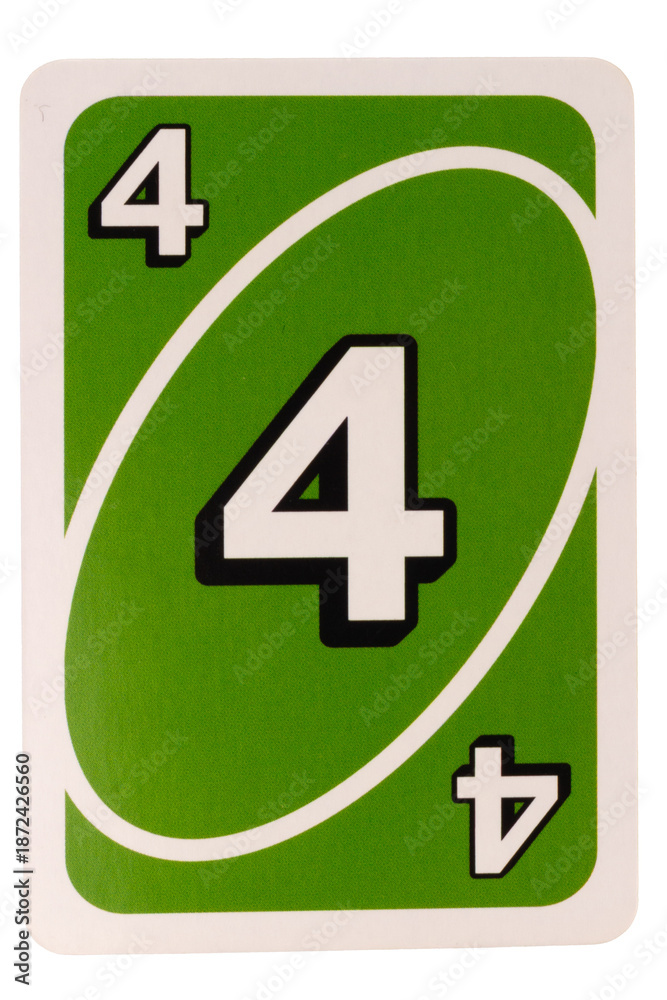 Obraz premium card game color green four isolated on white background