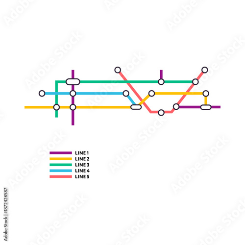 Flat Design Metro and Subway Icons for Public Transportation Systems