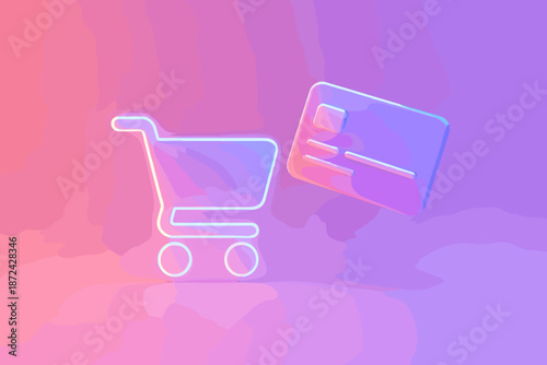 Shadows icon luminous illustration shapes shopping vector glowing minimal soft icons edges