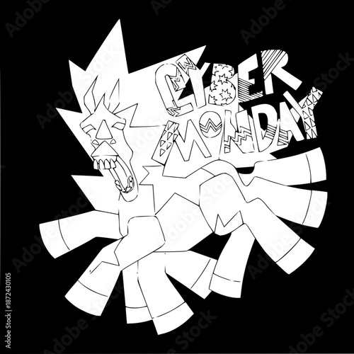 Cyber Monday Explosion - A Stylized Illustration of the Event's Energy and Excitement