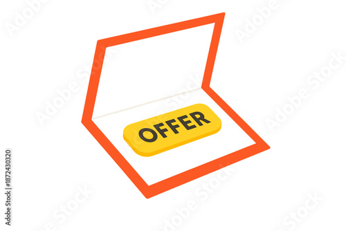 Offer card key flat cherry color vector white icon minimal strong geometric