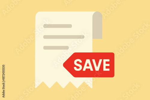 Yellow receipt flat white geometric vector icon abstraction key shapes minimal design