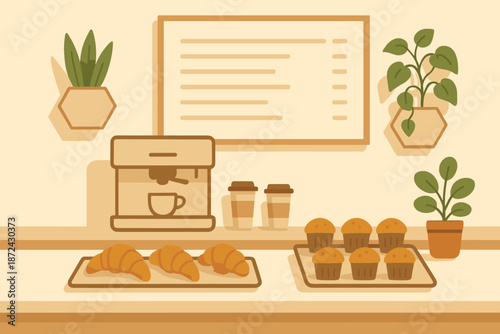 Icon cyrillic vector letters counter croissants caf modern text numbers colors no