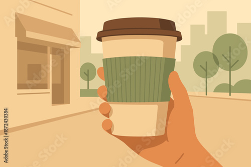 Modern icon warm vector sleeve coffee soft numbers no full speech takeaway