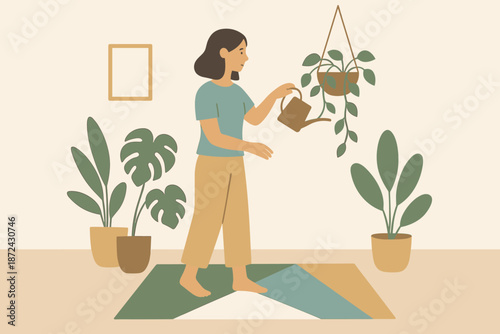 Minimalist typography vector green full flat cyrillic no watering sand plant icon