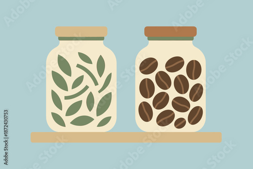 Icon cyrillic negative kitchen characters captions no leaves jars off minimalist illustration