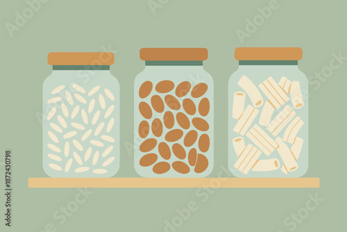 Negative kitchen no numbers icon labels jars bubbles vector sky rice warm