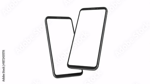 Two blank smartphone screens on white background for mockup