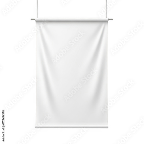 Blank hanging banner isolated on transparent background