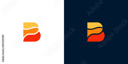 Dynamic 'B' Lettermark Logo with Abstract Flowing Waves, Embodying Modern Design and Vibrant Energy for a Contemporary Brand Identity