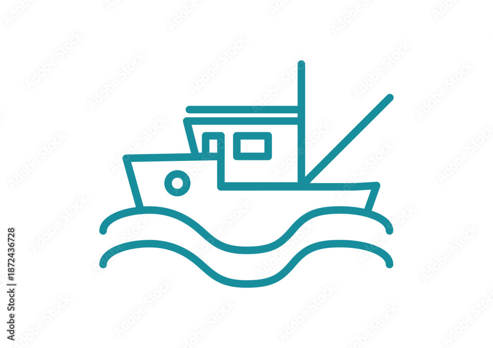 Obraz premium Fishing Boat Symbol Eco Controlled Habitats