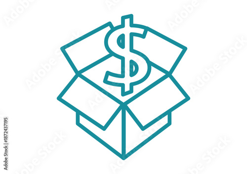 Logistics Value Open Box with Dollar Symbol