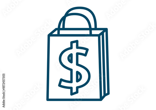 Shopping Bag with Dollar Symbol Sale Economic Purchase