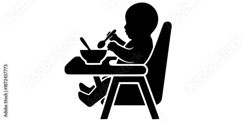 Baby High Chair Mealtime Weaning Silhouette