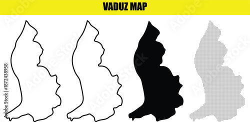 Vaduz Map Outline Silhouette on White Background