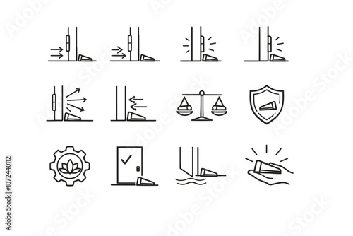Stopper vs calm vector mindful force logic cue door icon correct