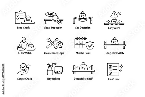 Icons vector upkeep vigilance safety prevention icon detection shelf placement reduced visual