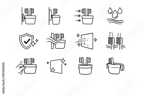 Airflow vector calm clean icon from dry holder toothbrush mindful icons prevention