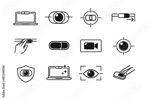 Proper covers cover focus privacy laptop alignment vector camelens icon target align