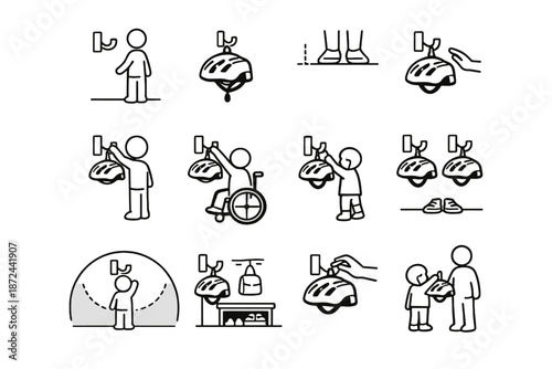 Hook daily helmet child height icon vector focus placement inclusive independent cue