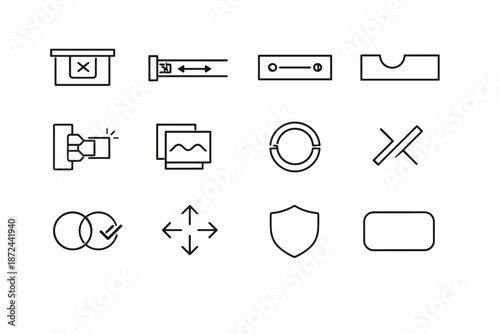 Clearance arrows screw mark slide drawer icon set zone vector interference