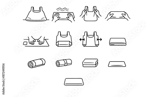 Bag vector habit mindful fabric reusable hands state step organized calm minimalist