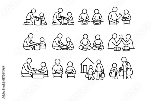 Bundles vector reusable system routine icon stackable tidy bag visual harmony folding