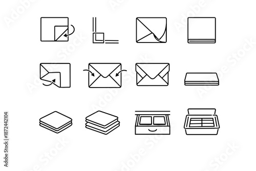 Square cue geometry icon simple mindful minimalist shape icons wrap fold vector
