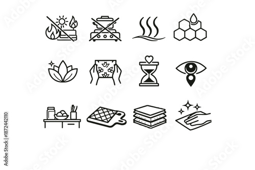 Protection vector reusable habit wrap longevity food placement heat stove icon care