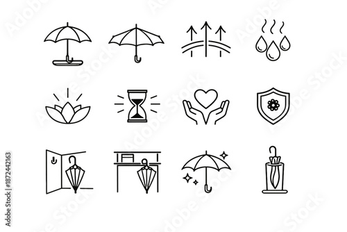 Faster moisture drying icon practical storage fresh umbrella vector release habit icons