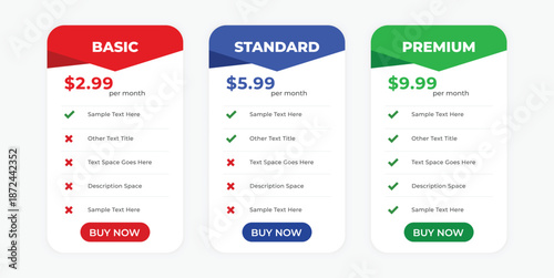 clean simple pricing table template for website