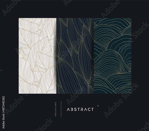 Elegant Abstract Botanical and Wavy Line Art Pattern Collection