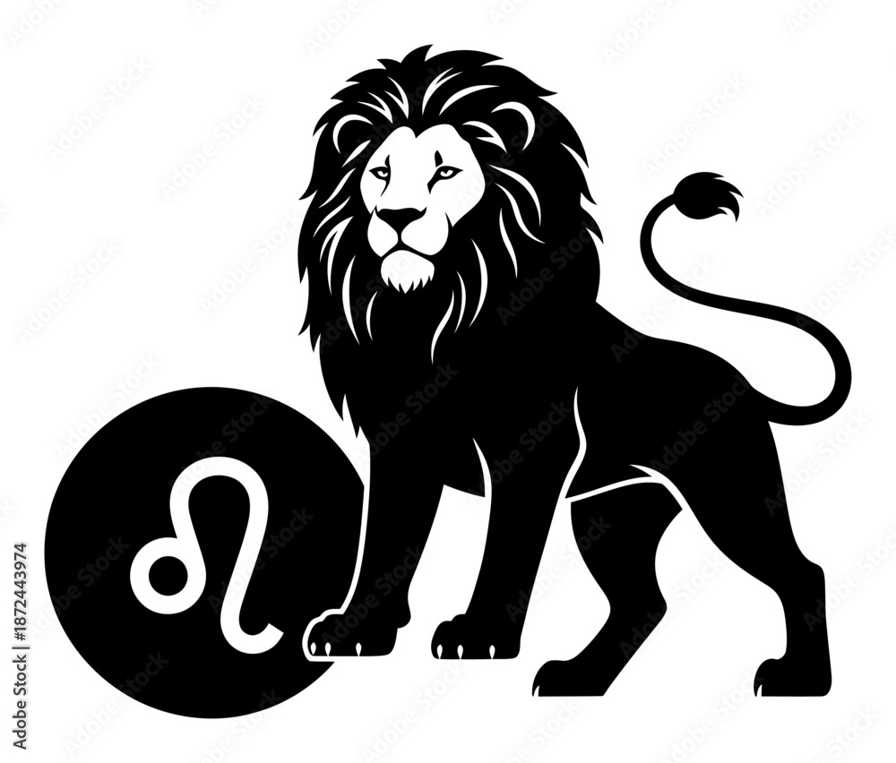 Fototapeta premium Leo Zodiac Lion Silhouette Vector Illustration
